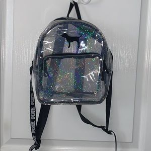 PINK Clear Sparkly Small Backpack